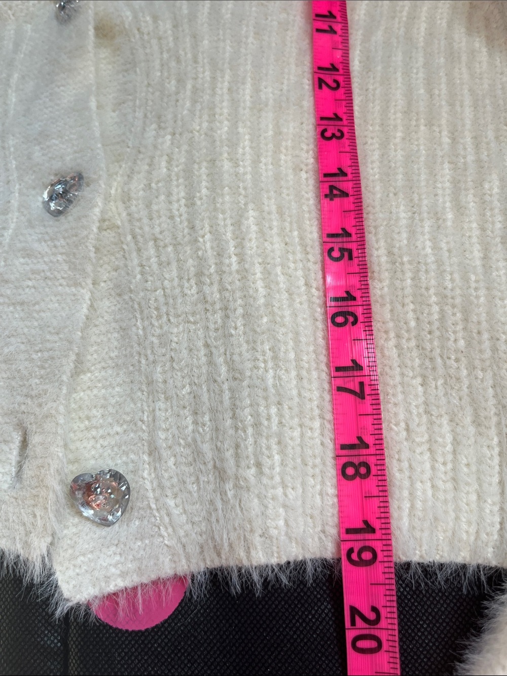 Super soft cardigan sweater with crystal heart shaped buttons - Picture 11 of 15